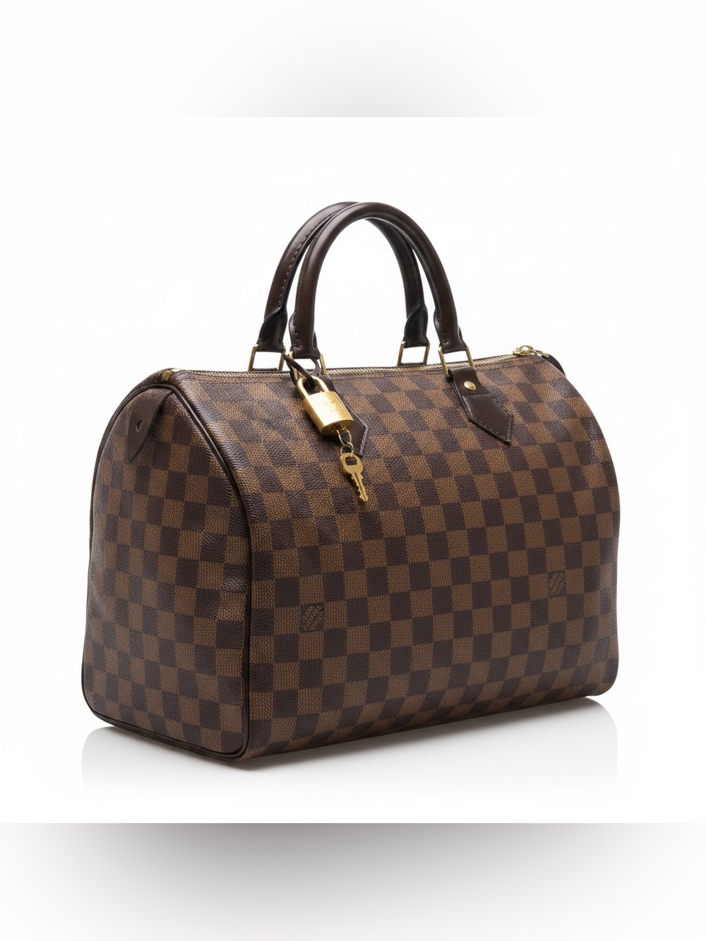 Louis Vuitton brown Damier Ebene Speedy 30 classic city handbag with lock n key